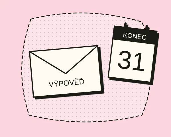 Obálka s nápisem Výpověď a kalendář s koncem smlouvy
